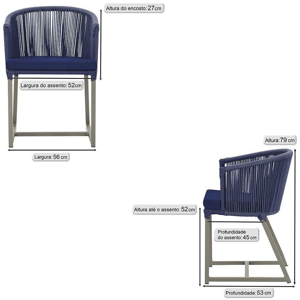 Cadeira De Jantar Noronha Alumínio Fendi E10 Trama Original Azul - 2