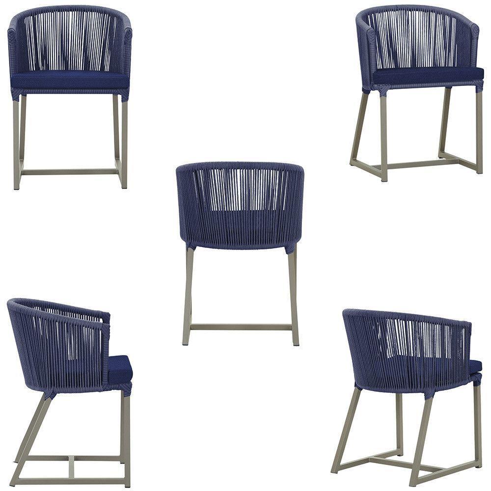 Cadeira De Jantar Noronha Alumínio Fendi E10 Trama Original Azul - 6