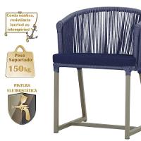 Cadeira De Jantar Noronha Alumínio Fendi E10 Trama Original Azul - 8