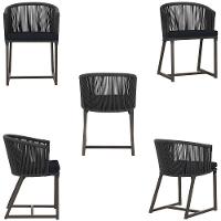 Cadeira De Jantar Noronha Alumínio Marrom E12 Trama Original Preto - 3