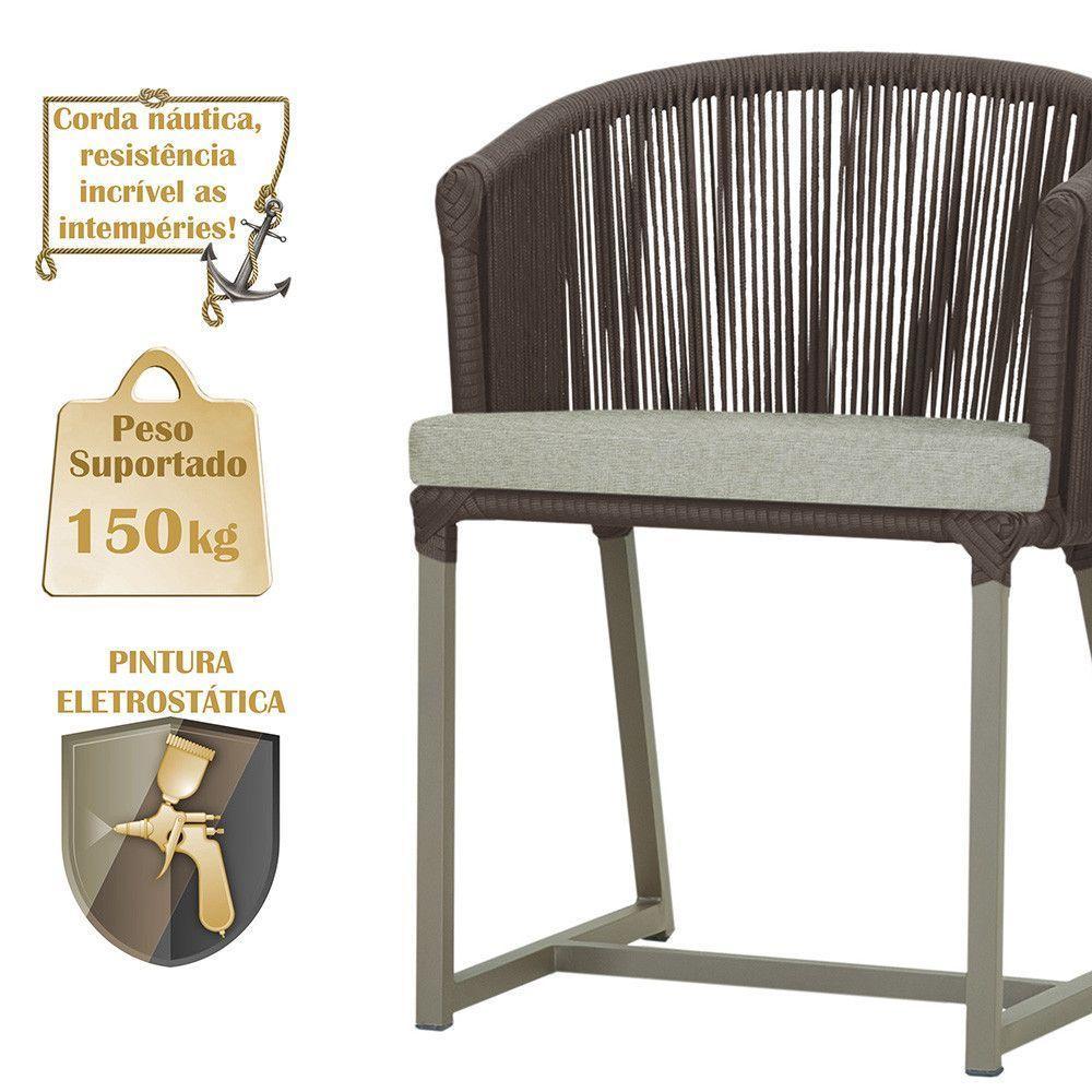 Cadeira De Jantar Noronha Alumínio Fendi E3 Trama Original Marrom - 4