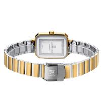 Relógio Para Mulheres Em Aço Inoxidável De Quartzo Design Quadrado à Prova D´agua Branco Dourado - 3