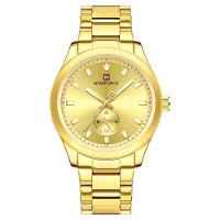 Relógio Masculino De Quartzo Esportivo Com Cronógrafo Em Aço Inoxidavel Impermeavel Dourado - 1