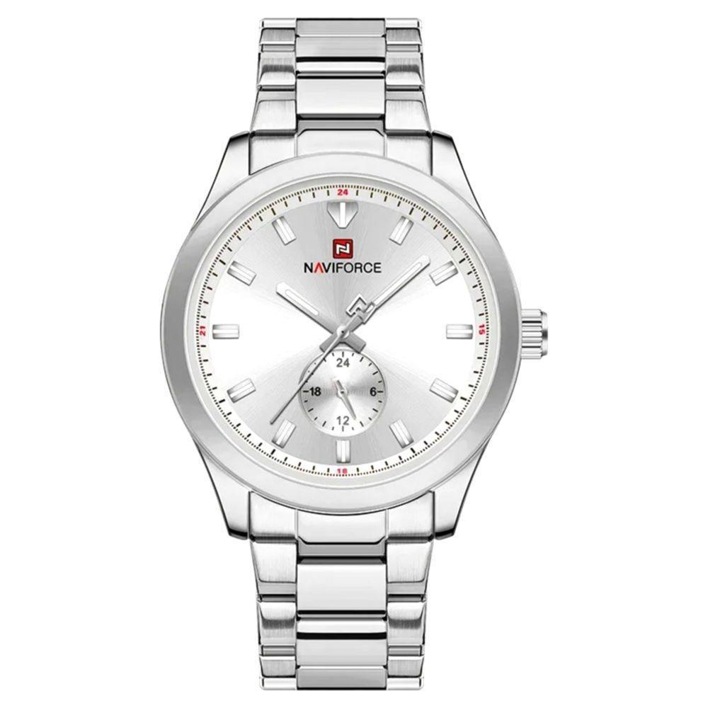 Relógio Masculino De Quartzo Esportivo Com Cronógrafo Em Aço Inoxidavel Impermeavel Prata - 1