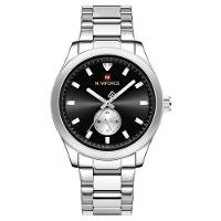 Relógio Masculino De Quartzo Esportivo Com Cronógrafo Em Aço Inoxidavel Impermeavel Preto Prata - 1