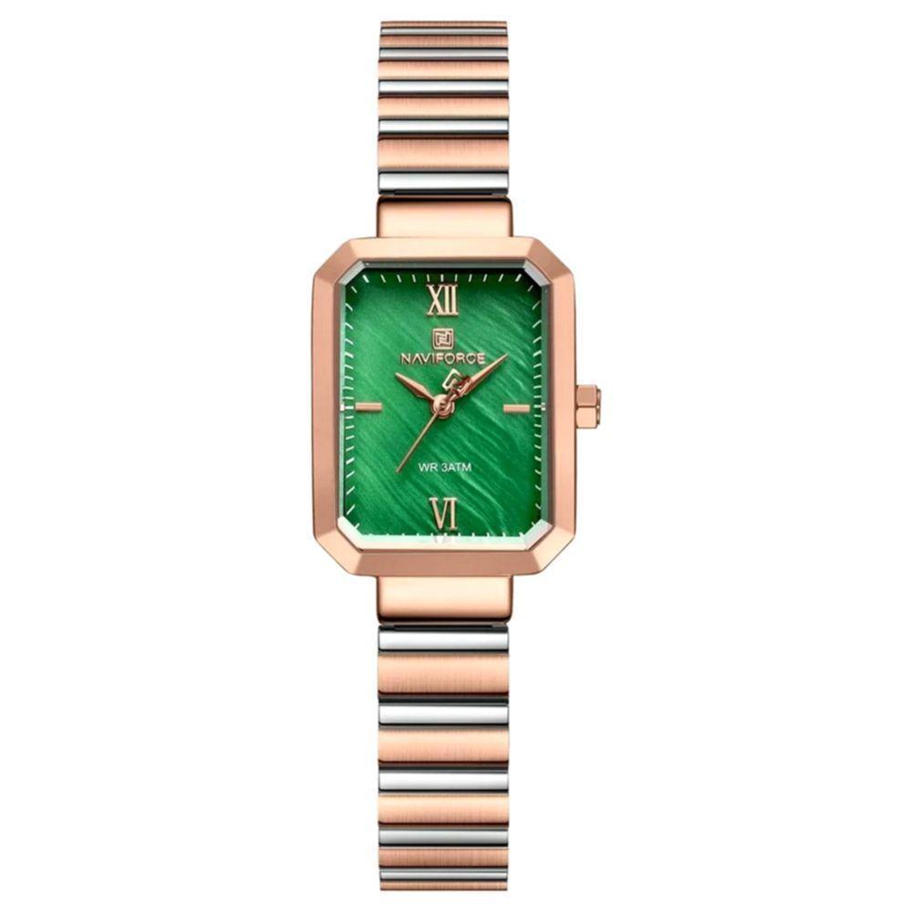 Relógio Para Mulheres Em Aço Inoxidável De Quartzo Design Quadrado à Prova D´agua Verde - 1