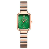 Relógio Para Mulheres Em Aço Inoxidável De Quartzo Design Quadrado à Prova D´agua Verde - 1