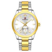 Relógio Masculino De Quartzo Esportivo Com Cronógrafo Em Aço Inoxidavel Impermeavel Branco Dourado - 1