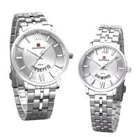 Relogio De Pulso Conjunto Casal Em Aço Inoxidável De Quartzo Design Casual Impermeavel 3atm Branco