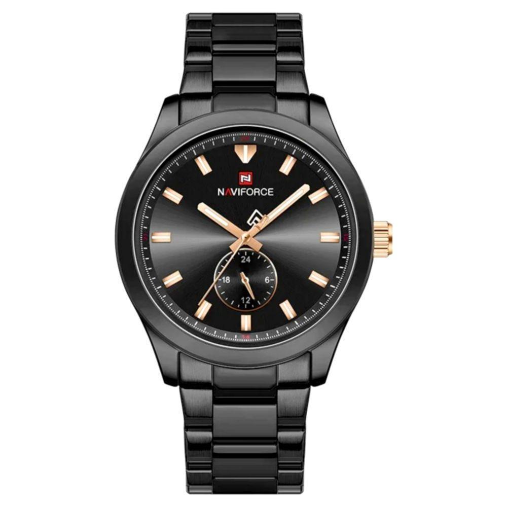 Relógio Masculino De Quartzo Esportivo Com Cronógrafo Em Aço Inoxidavel Impermeavel Preto - 1