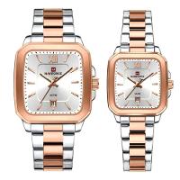 Relogios De Pulso Analógico Conjunto De Casal Em Aço Inoxidavel Design Quadrado Impermeavel Prata Rose - 1