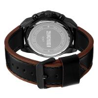 Relógio De Quartzo Masculino Pulseira De Couro Genuíno Multifuncional 3atm Impermeável Preto - 2