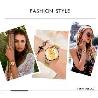 Relógio De Quartzo Feminino Display Analógico De Malha Em Aço Inoxidavel Impermeavel Rose - 2