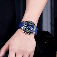 Relógio De Pulso Masculino Design Robusto Esportivo Impermeável Pulseira De Silicone Azul - 2