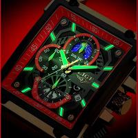 Relógio Quartzo Com Cronógrafo Esportivo Masculino Design Tonneau Impermeável 3atm Vermelho - 3