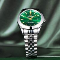 Relógio De Pulso Mecânico Automático Clássico Em Aço Inoxidável Com Data Automatica Impermeavel Verde - 2