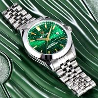 Relógio De Pulso Mecânico Automático Clássico Em Aço Inoxidável Com Data Automatica Impermeavel Verde - 3