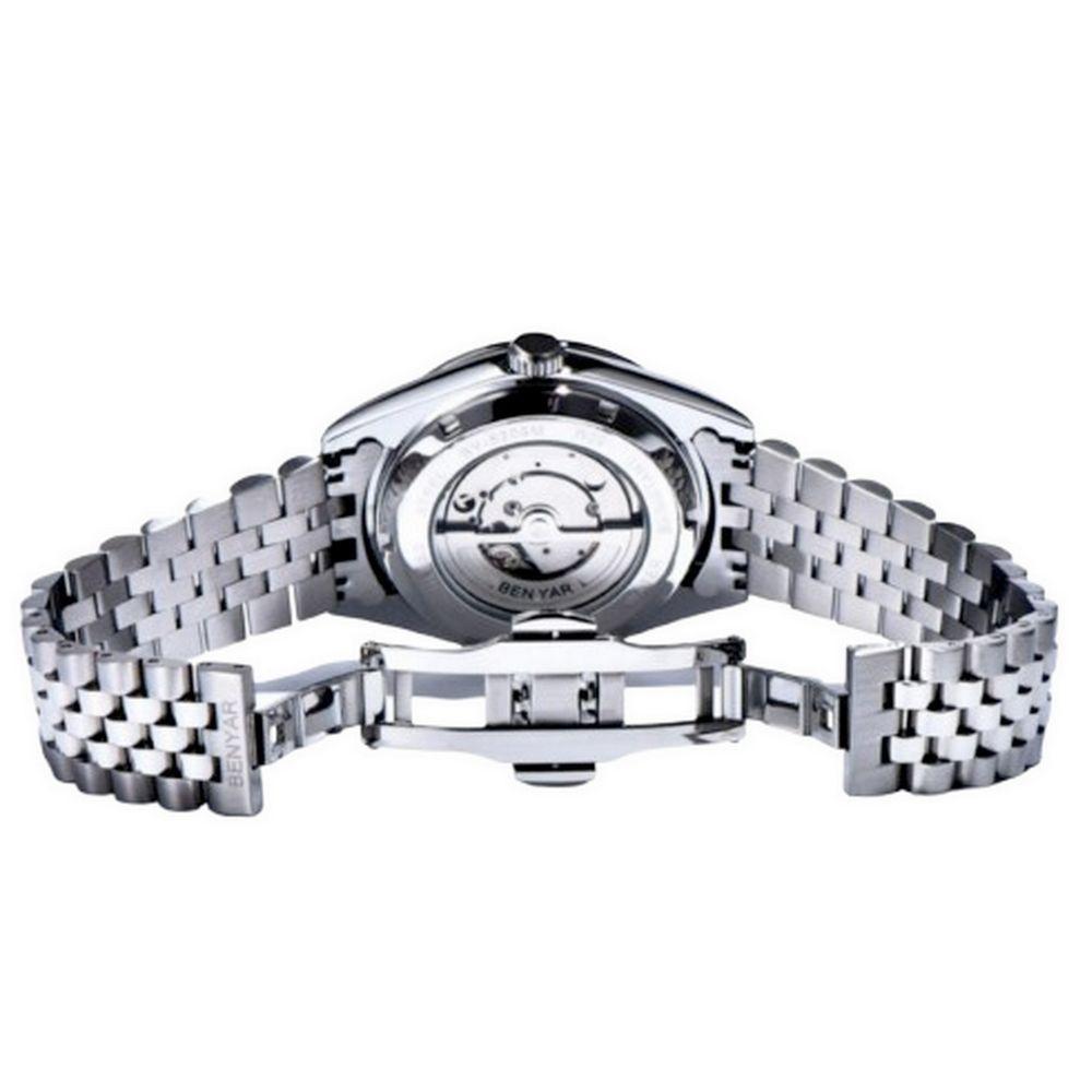 Relógio De Pulso Mecânico Automático Clássico Em Aço Inoxidável Com Data Automatica Impermeavel Branco - 5