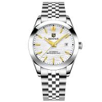 Relógio De Pulso Mecânico Automático Clássico Em Aço Inoxidável Com Data Automatica Impermeavel Branco - 1