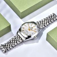 Relógio De Pulso Mecânico Automático Clássico Em Aço Inoxidável Com Data Automatica Impermeavel Branco