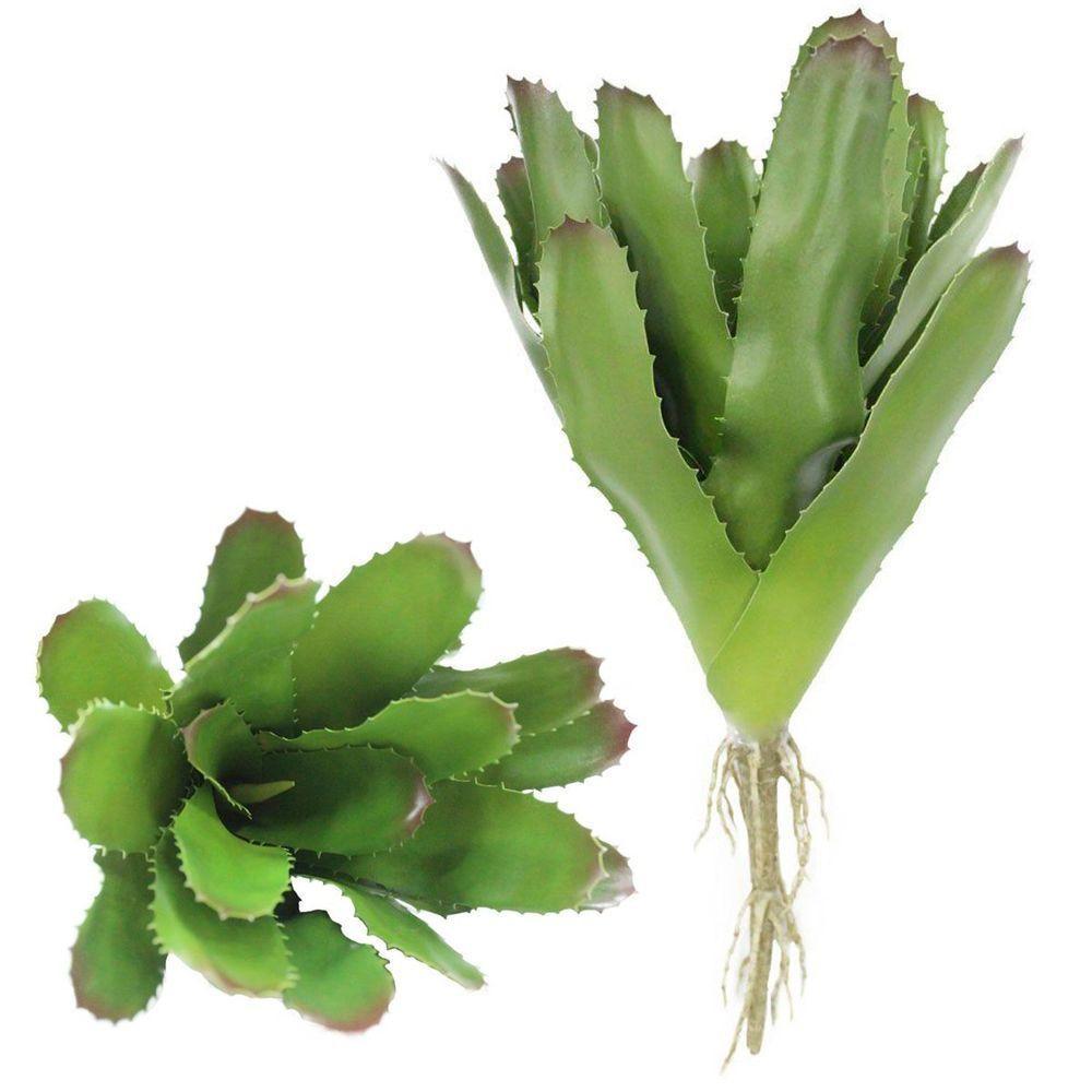 Kit 2 Peças Bromélia Planta Artificial Verde 20 Folhas 28cm - 1