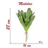 Kit 2 Peças Bromélia Planta Artificial Verde 20 Folhas 28cm - 2