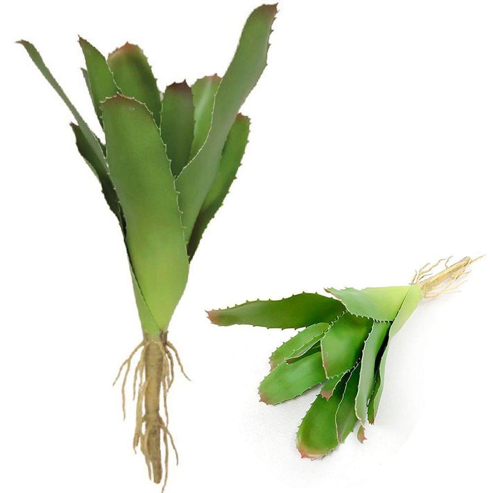 Kit 6 Peças Bromélia Planta Artificial Verde 8 Folhas 21cm - 1