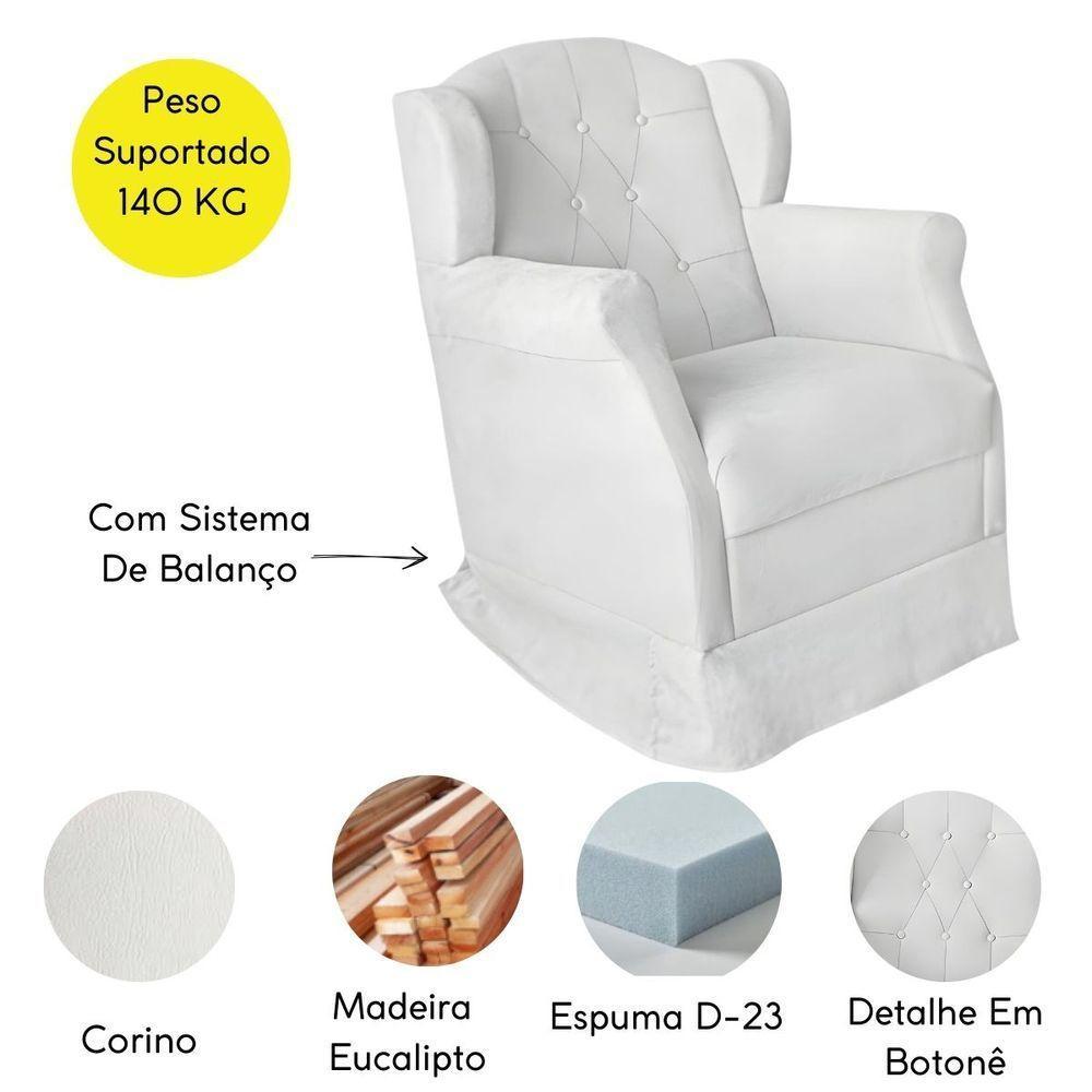Poltrona Amamentação Cadeira Reforçada Balanço Lile Suede branco - 8