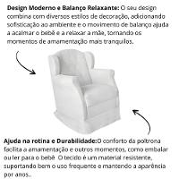 Poltrona Amamentação Cadeira Reforçada Balanço Lile Suede branco