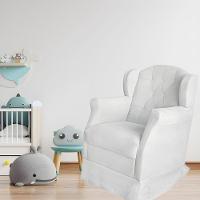 Poltrona Amamentação Cadeira Reforçada Balanço Lile Suede branco - 7