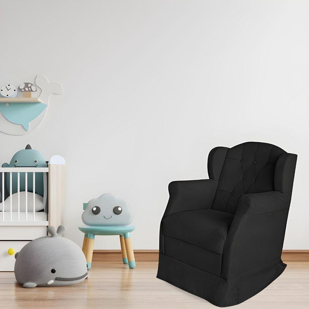 Poltrona Amamentação Cadeira Reforçada Balanço Lile Suede preto - 7