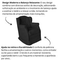 Poltrona Amamentação Cadeira Reforçada Balanço Lile Suede preto