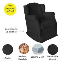 Poltrona Amamentação Cadeira Reforçada Balanço Lile Suede preto - 8