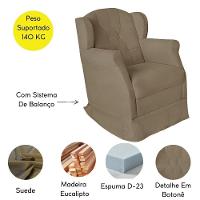 Poltrona Amamentação Cadeira Reforçada Balanço Lile Suede bege Escuro - 8