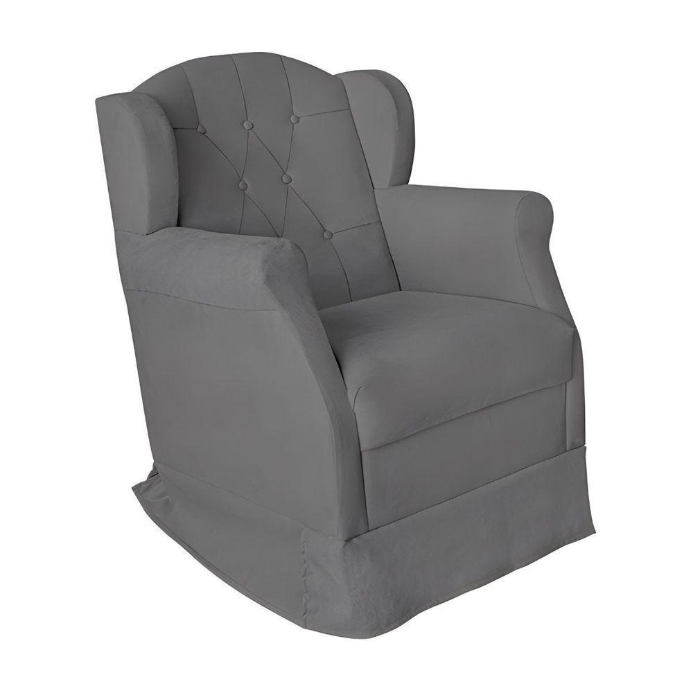 Poltrona Amamentação Cadeira Reforçada Balanço Lile Suede cinza - 1