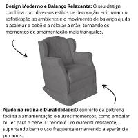 Poltrona Amamentação Cadeira Reforçada Balanço Lile Suede cinza