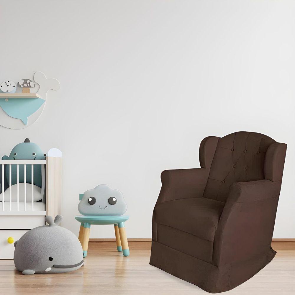 Poltrona Amamentação Cadeira Reforçada Balanço Lile Suede marrom - 7