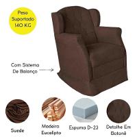 Poltrona Amamentação Cadeira Reforçada Balanço Lile Suede marrom - 8