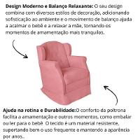 Poltrona Amamentação Cadeira Reforçada Balanço Lile Suede rosê