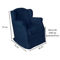 Poltrona Amamentação Cadeira Reforçada Balanço Lile Suede azul Marinho - 6