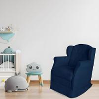 Poltrona Amamentação Cadeira Reforçada Balanço Lile Suede azul Marinho - 7