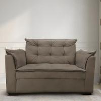 Sofá 2 Lugares Para Sala Moderno Confortável Stella Suede Bege Escuro - 6