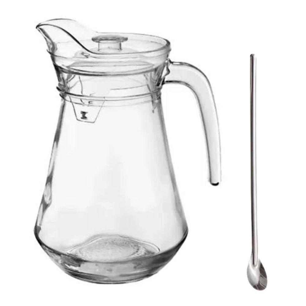 Jarra De Vidro Com Tampa Suco água 1.5 Litros + Colher Bailarina - 1