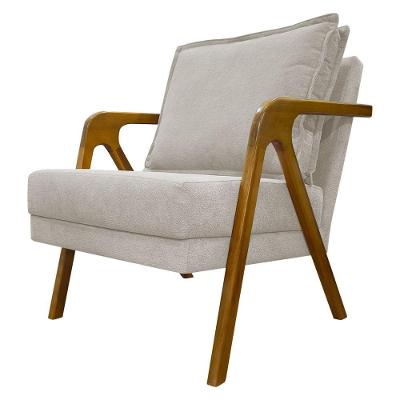 Poltrona Decorativa Shine Para Sala Bouclé Bege Clique & Decore