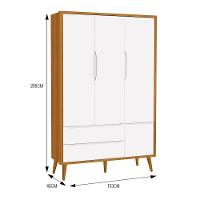 Guarda Roupa Infantil 3 Portas Theo Retrô Branco/Savana com Pés Amadeirado - Reller Móveis - 3
