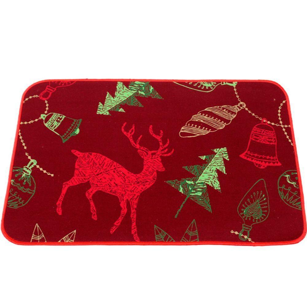 Tapete Capacho Porta Enfeite Rena Vermelho Decoração 39x59cm - 4