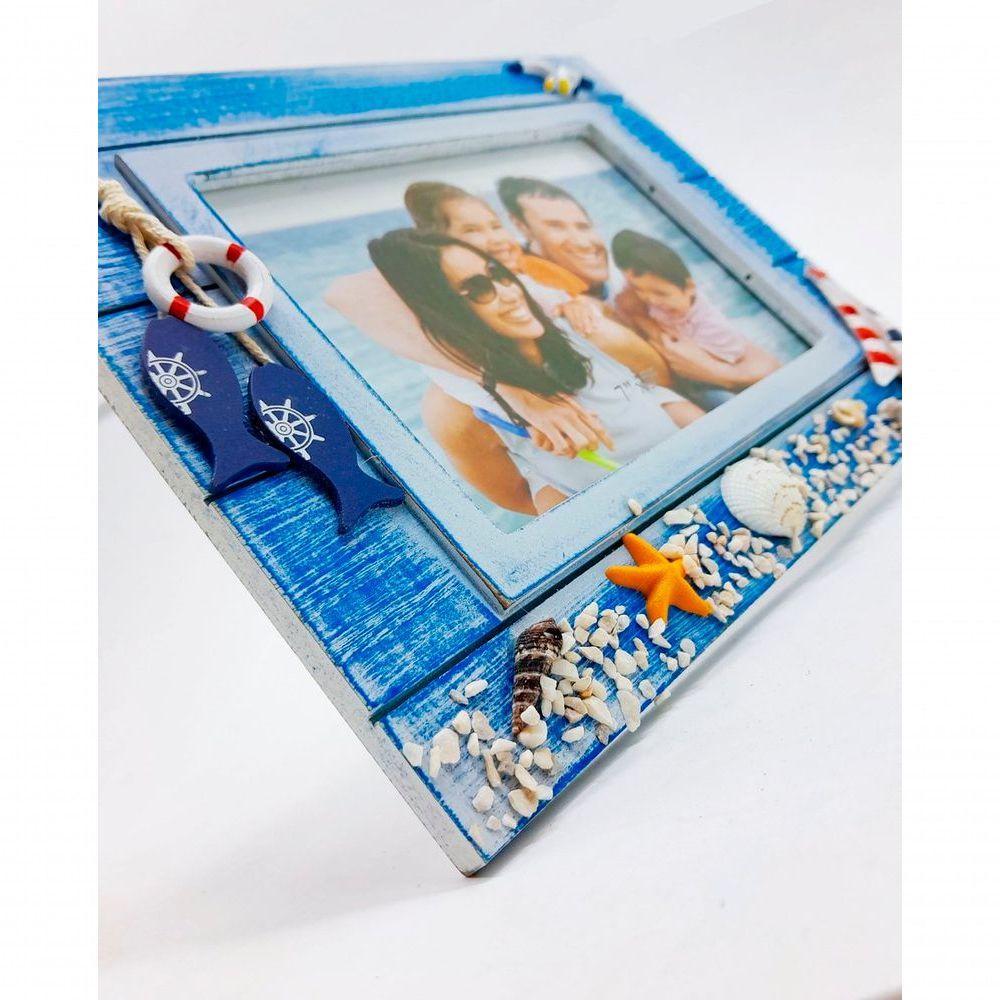 Porta Retrato Náutico Marítimo Retangular Em Madeira 7x5 - 4
