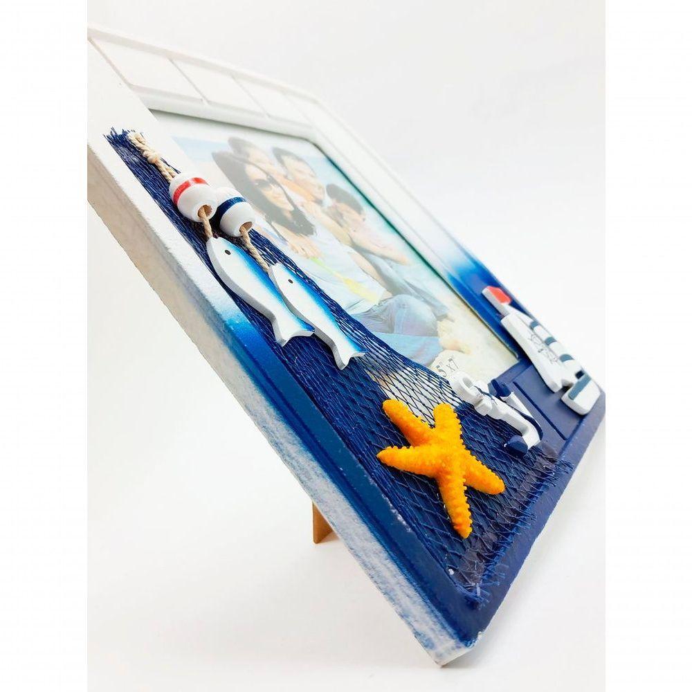 Porta Retrato Náutico Marítimo Retangular Em Madeira 5x7 - 4