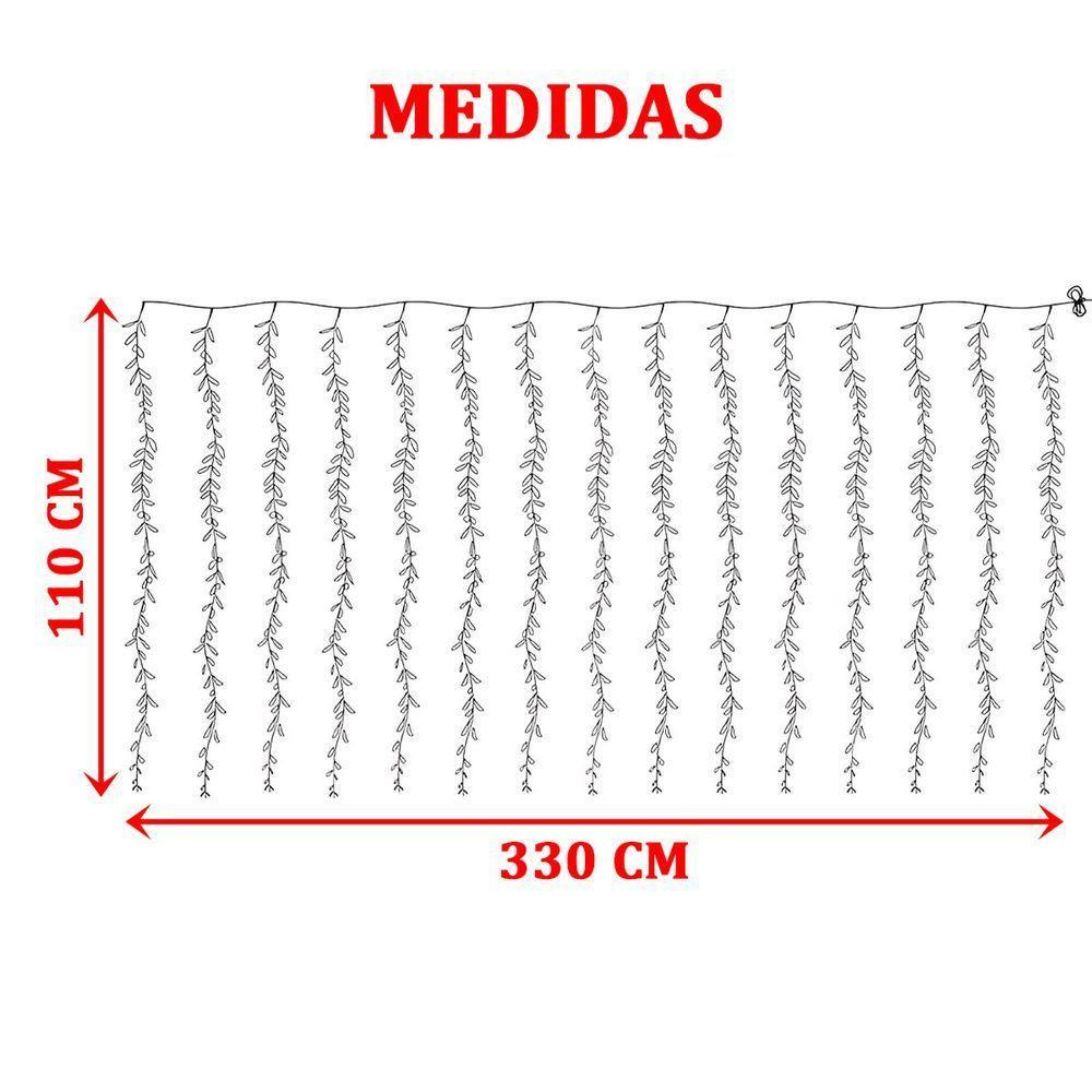 Cortina De Pisca Leds Luz Amarelo Com Fio Folhas Jardim 220v - 2