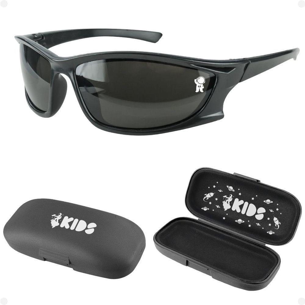 Oculos Sol Infantil Esportivo Proteção Uv Criança Menino + Case Criança Acetato Praia Social Casual - 1